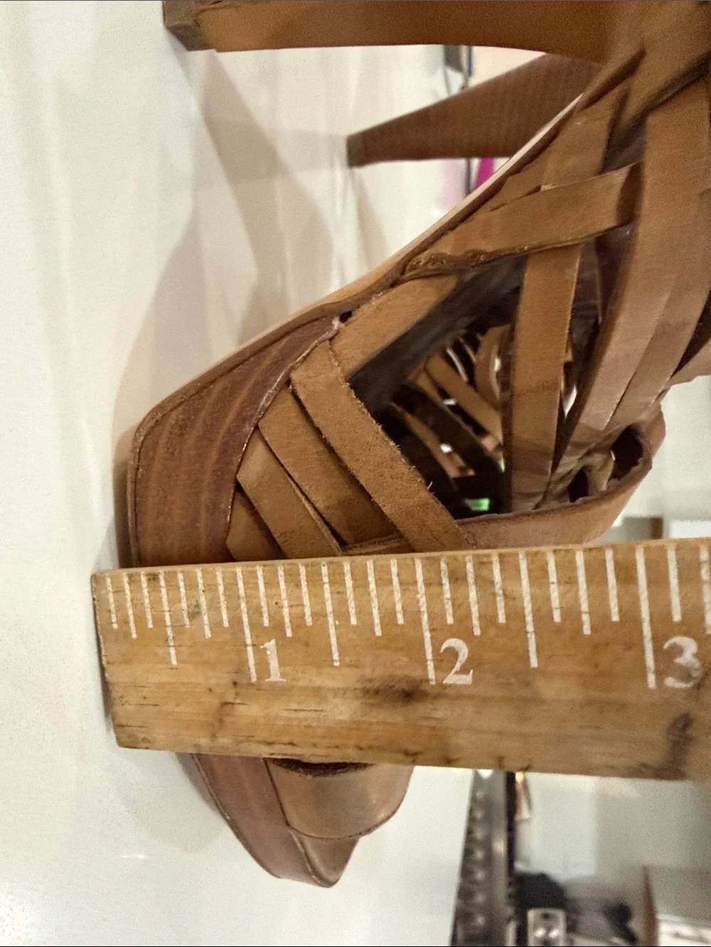 Barneys co-op Tan Woven Leather High Heel Sandals